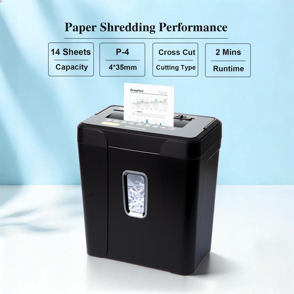 Wingwise Paper Shredder for Home, 15 Sheets Heavy Duty Cross Cut Shredders for Office, P-4, 15 Mins Runtime, 5.8-Gal Bin with Transparent Window, Shreds Credit Cards & CDs, Staples & Paper Clips
