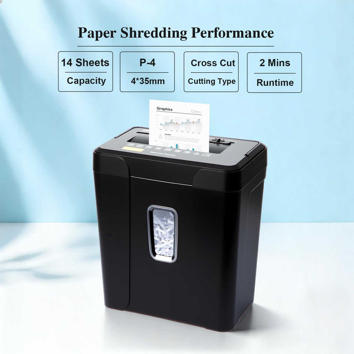 Wingwise Paper Shredder for Home, 15 Sheets Heavy Duty Cross Cut Shredders for Office, P-4, 15 Mins Runtime, 5.8-Gal Bin with Transparent Window, Shreds Credit Cards & CDs, Staples & Paper Clips
