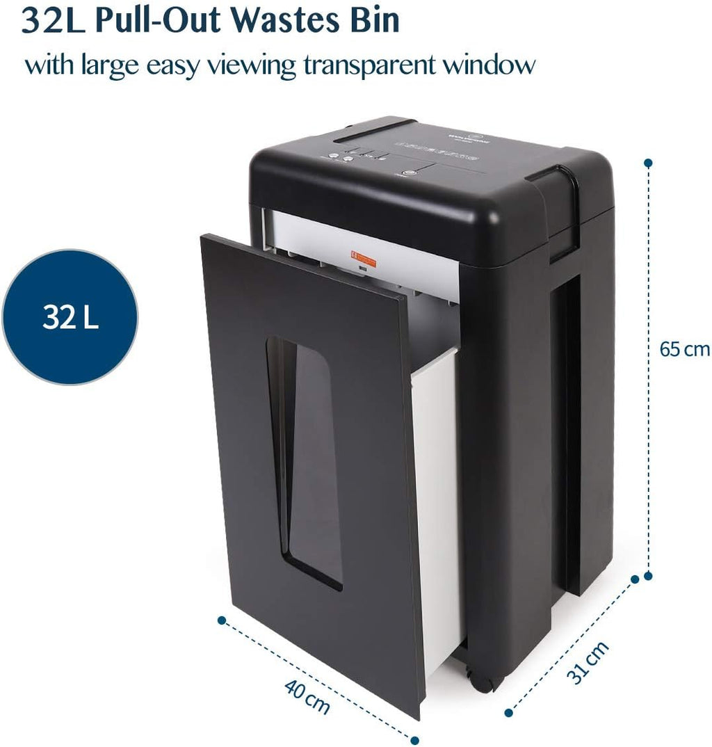 WOLVERINE SD9520 P5 Super Micro Cut Shredder, 15-Sheet, 2x10mm, 8Gal, Black