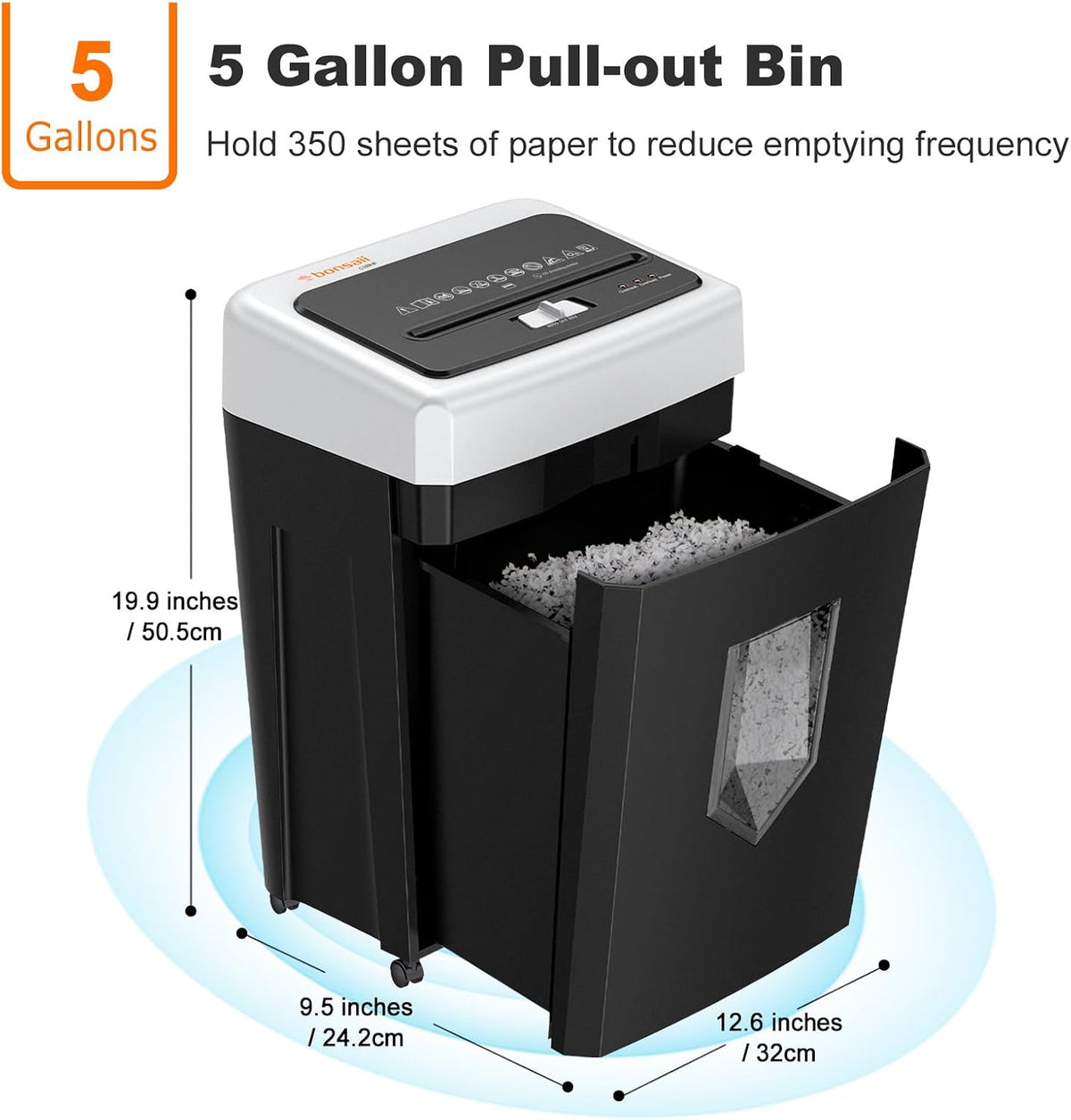 Bonsaii 15-Sheet Cross-Cut 40-Min Heavy Duty Paper Shredder for Home Office