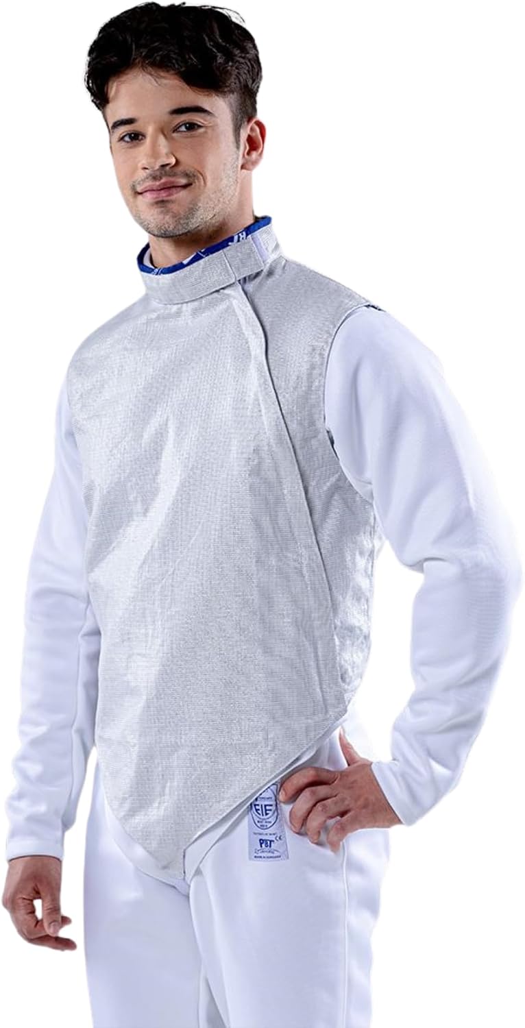 Menâs Electric Foil Jacket White INOX Washable Conductive Fencing LamÃ© for Competition and Training