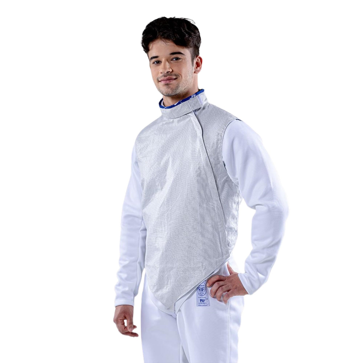 Menâs Electric Foil Jacket White INOX Washable Conductive Fencing LamÃ© for Competition and Training