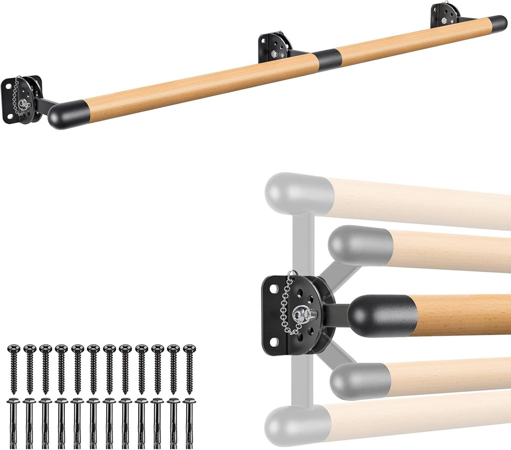 Dolibest Space Saver, Ballet Barre, Wall Mounted Traditional Wood Ballet Barre System Stretch/Dance for Home Barre Workout Equipment, Height Adjustable, for Kids and Adults