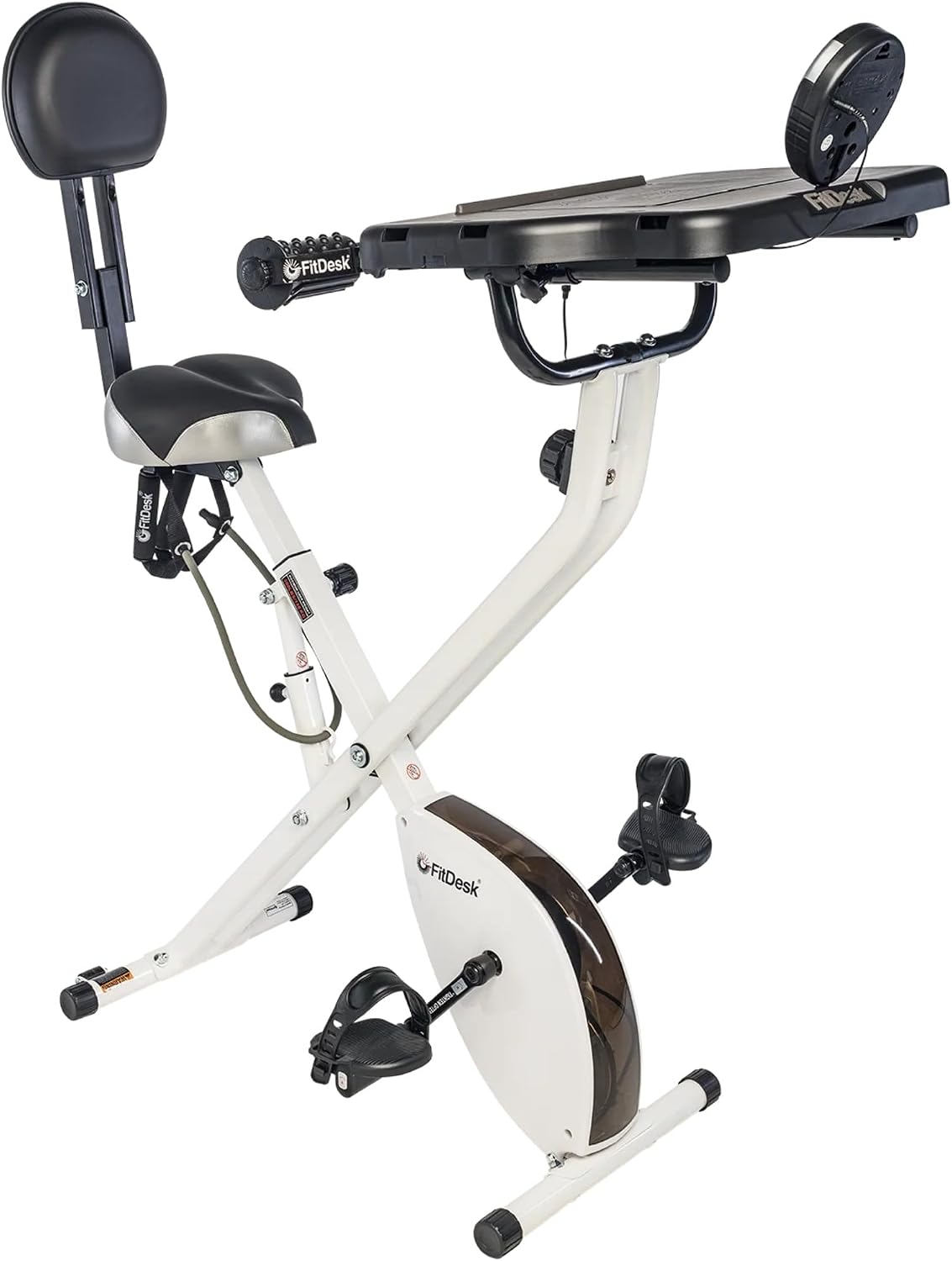 FitDesk Standing Exercise Bike Desk 3.0, Adjustable Height Indoor Cycling Trainer with Laptop Tray, Portable Stationary Fitness Desk for Home Office, Foldable Exercise Workstation, Supports 300 lbs