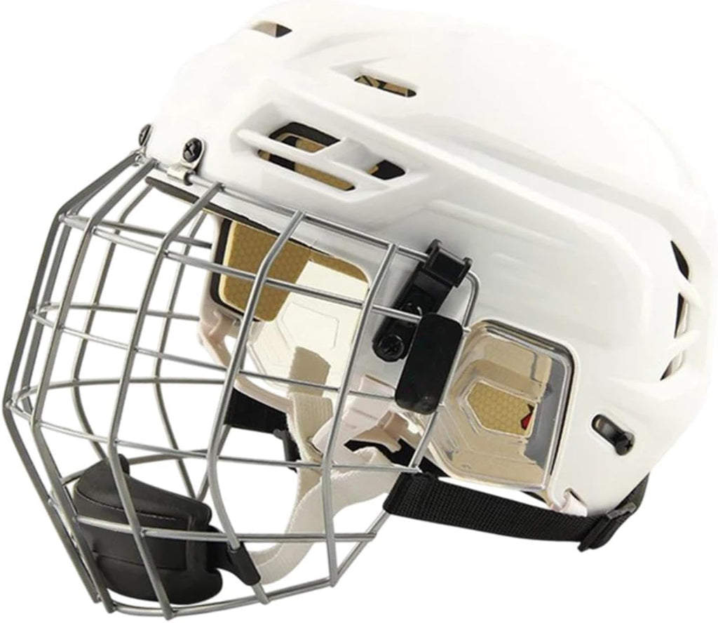 Hockey Helmet with Facemask Roller Skating Helmet Ice Skate Helmet Speed Skate Helmet Sturdy Polyethylene Shell with Iron Mesh Breathable Padding