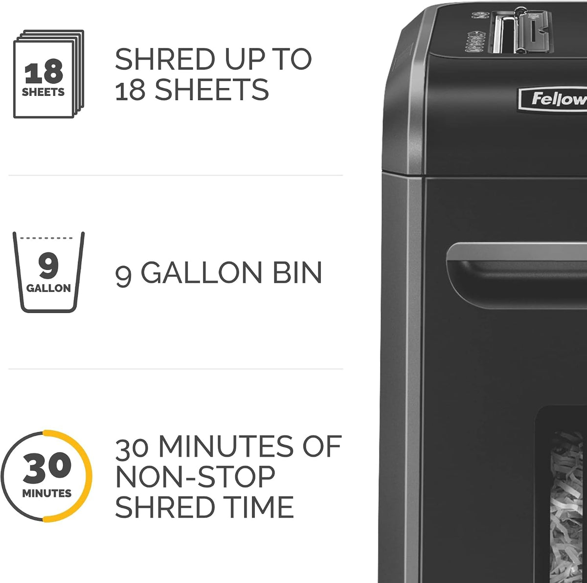 FellowesÂ® 99Ci 100% Jam Proof Cross Cut 18-Sheet Home Office Paper Shredder with SafeSenseÂ®, Black