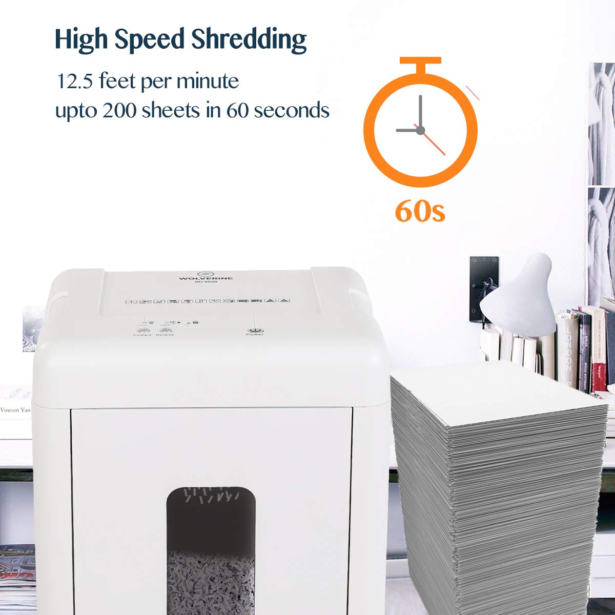 WOLVERINE SD9112 P5 Micro Cut Paper Shredder,10 Sheet,60Min,6 Gal, White