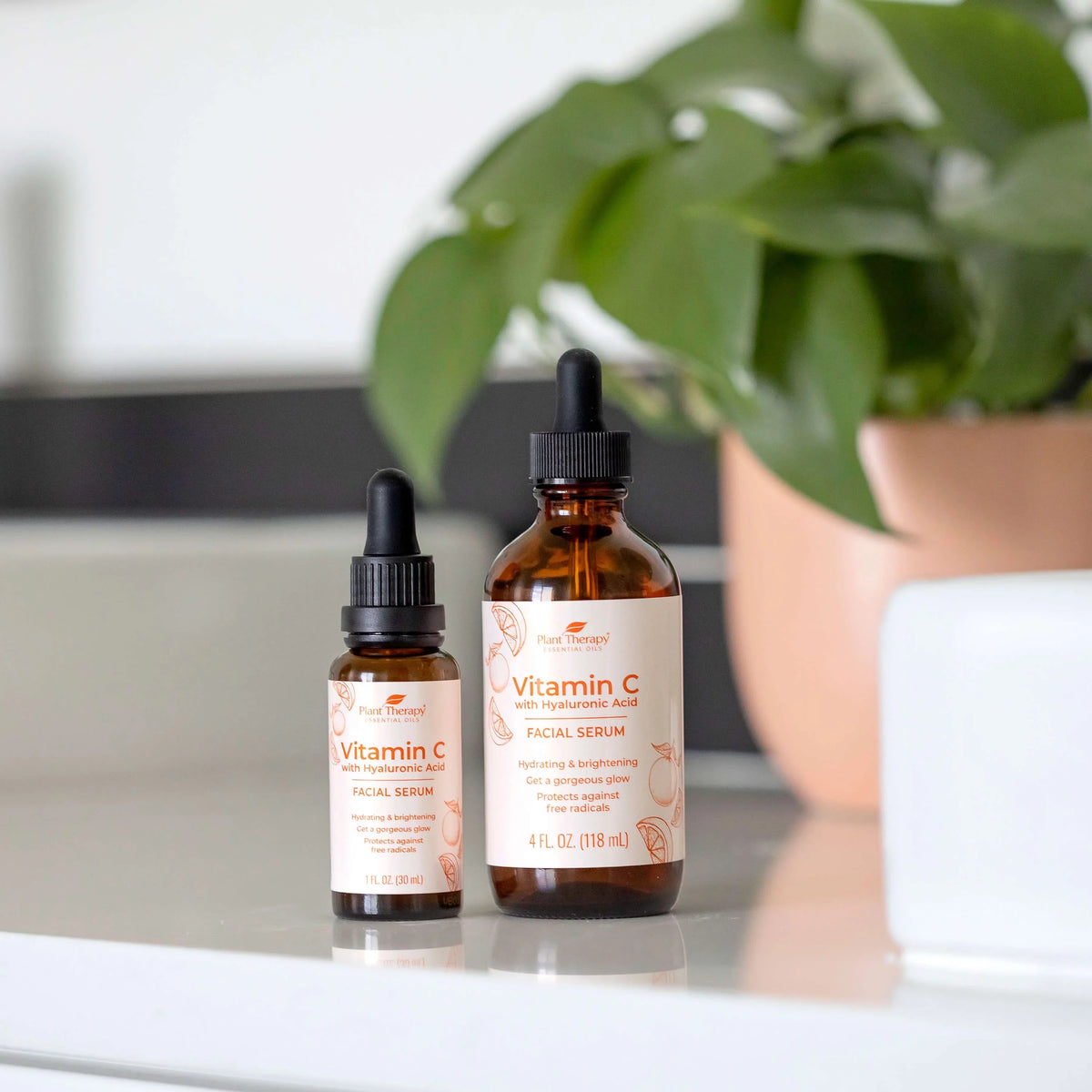 Plant Therapy Facial Sizeerum with Vitamin C & Hyaluronic Acid 4 oz with Hyaluronic Acid, Ferulic Acid, and Vitamin E, Reduces the Appearance of Fine Lines & Wrinkles