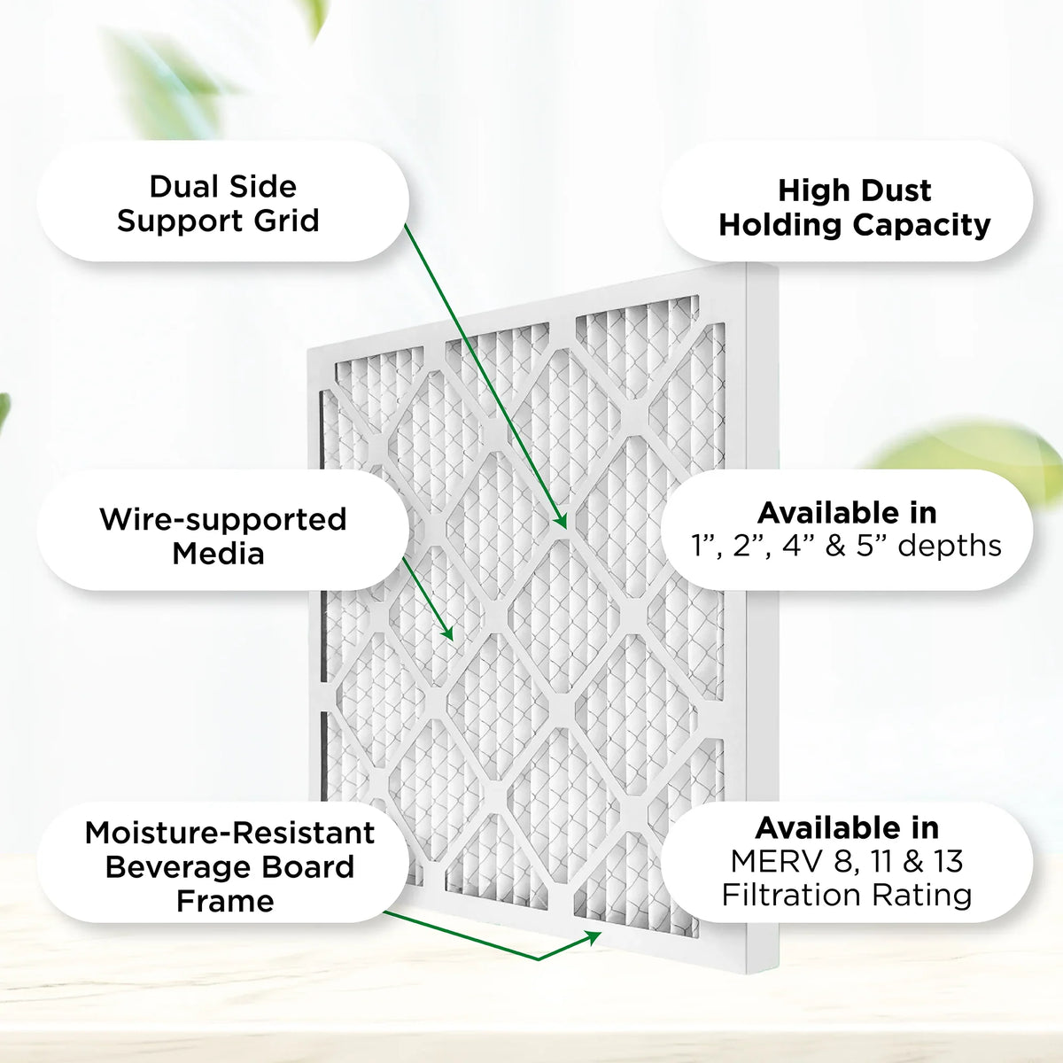 14x25x1 MERV 11, MPR 1000 Pleated AC Furnace 1" Air Filters by Pamlico. Case of 12. Actual Sizeize: 13-1/2 x 24-1/2 x 3/4