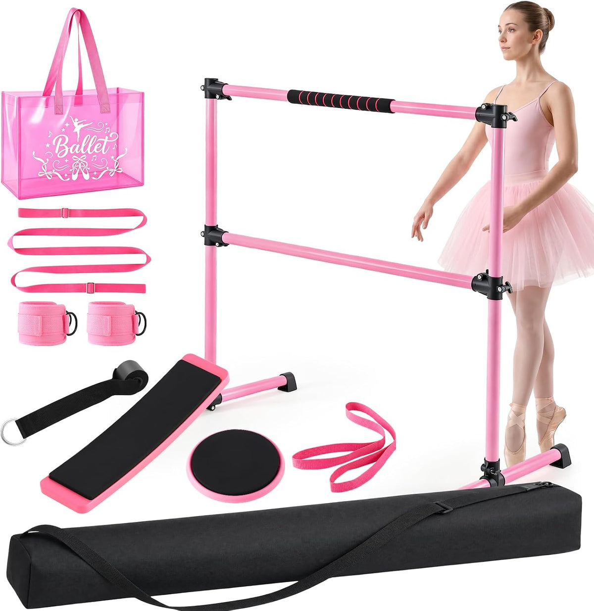 10pcs Ballet Barre Set, Height Adjustable Freestanding Dance Barre