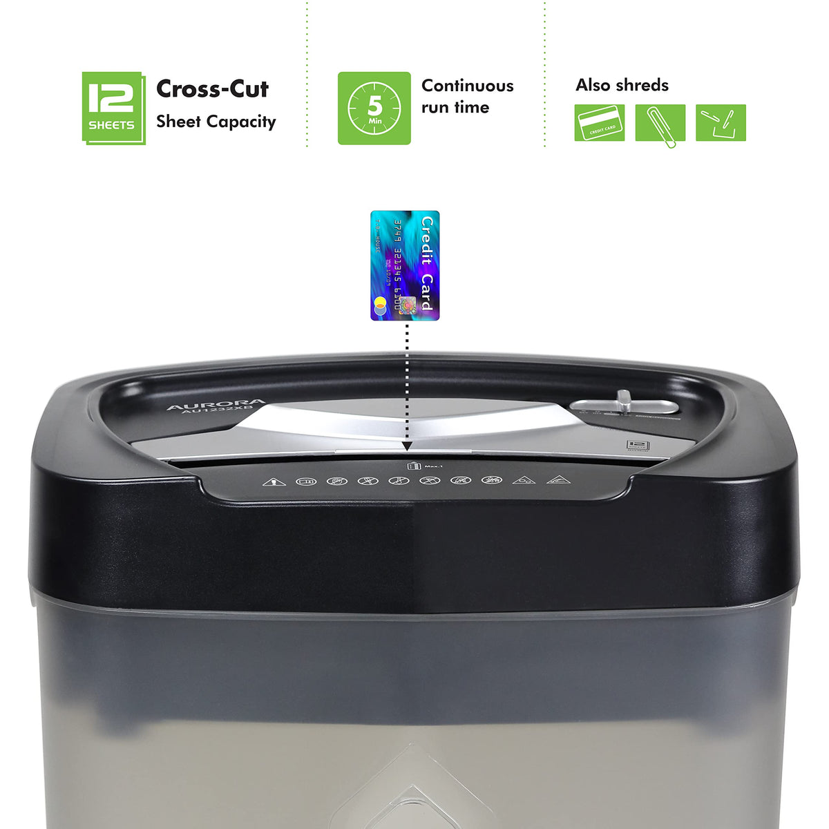 Aurora AU1645XA 16-Sheet Cross-Cut Paper and CD/Credit Card Shredder/5-Gallon Pullout Basket/ 30 Minutes Run Time