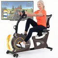 Wenoker Recumbent Exercise Bike for Home, Quiet Magnetic Stationary Bike with Bluetooth APP Connectivity, 15-Level Magnetic Resistance, Adjustable Seat, LCD Monitor, Indoor Cycling Bike, 350 LB Capacity
