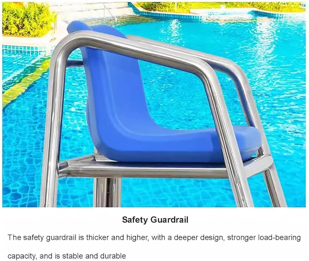 Pool Lifeguard Chair, Beach Observation Chairs Badminton Court Referee Chair, Detachable Stainless Steel Barstool for Outdoor Indoor(150cm)
