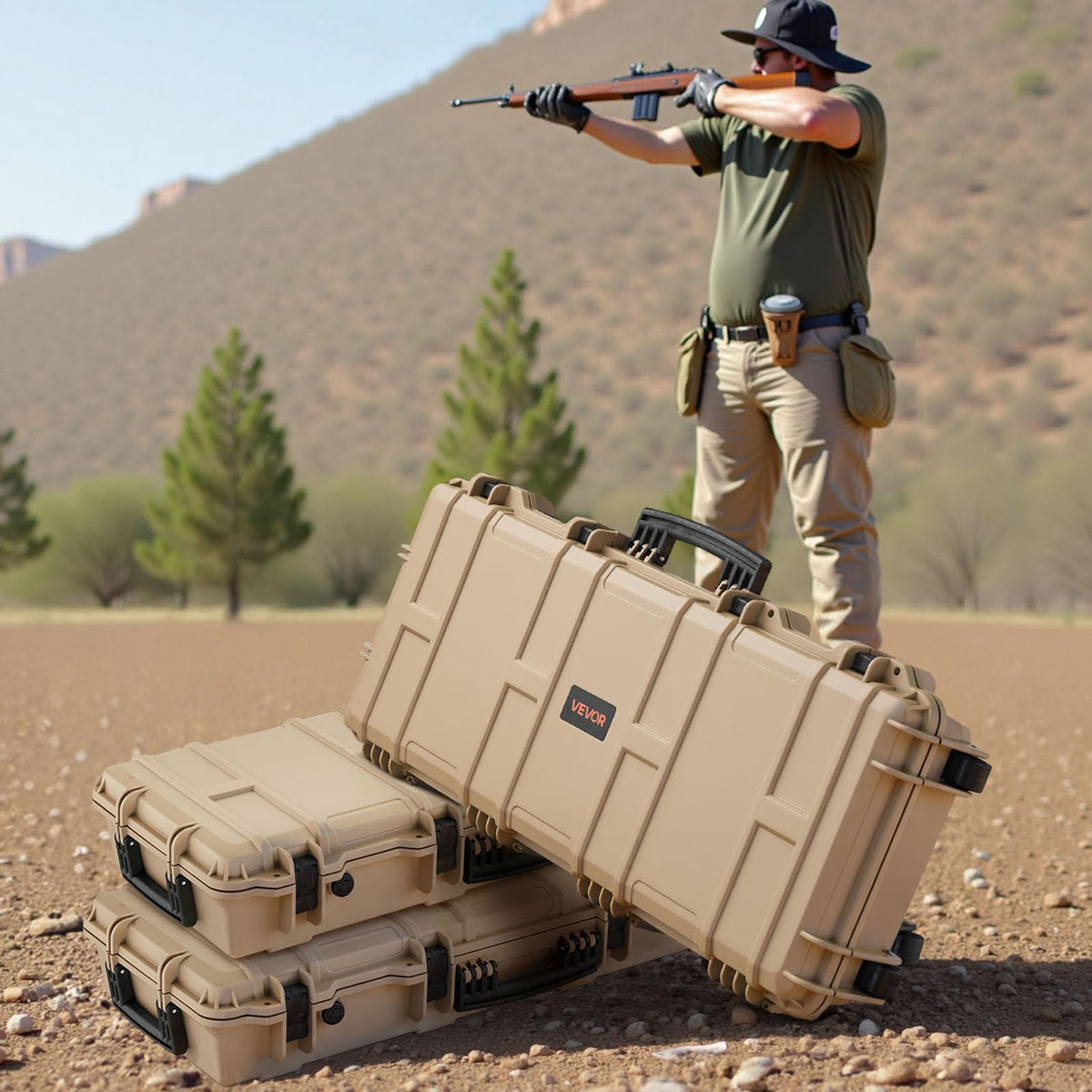 VEVOR Rifle Case, Rifle Hard Case with 4 Layers Fully-protective Foams, Lockable Hard Gun Case with Wheels, IP67 Waterproof & Crushproof, for Rifles or Shotguns