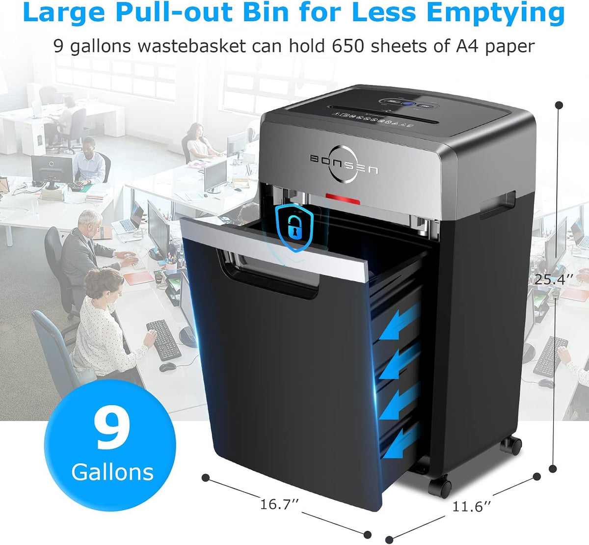 BONSEN 24-Sheet Cross-Cut P-4 High Security Heavy Duty Paper Shredder