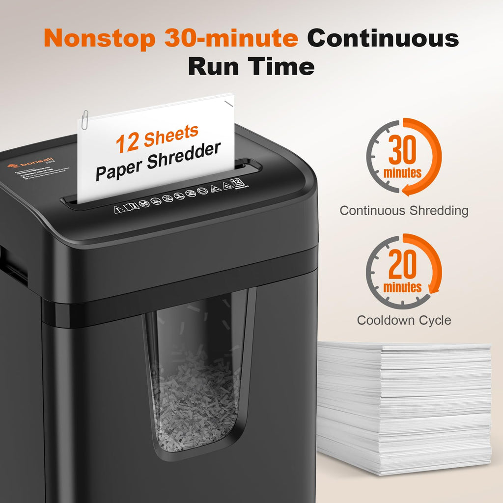 Bonsaii 120-Sheet Autofeed Micro-Cut 30-Min Run Heavy Duty Paper Shredder