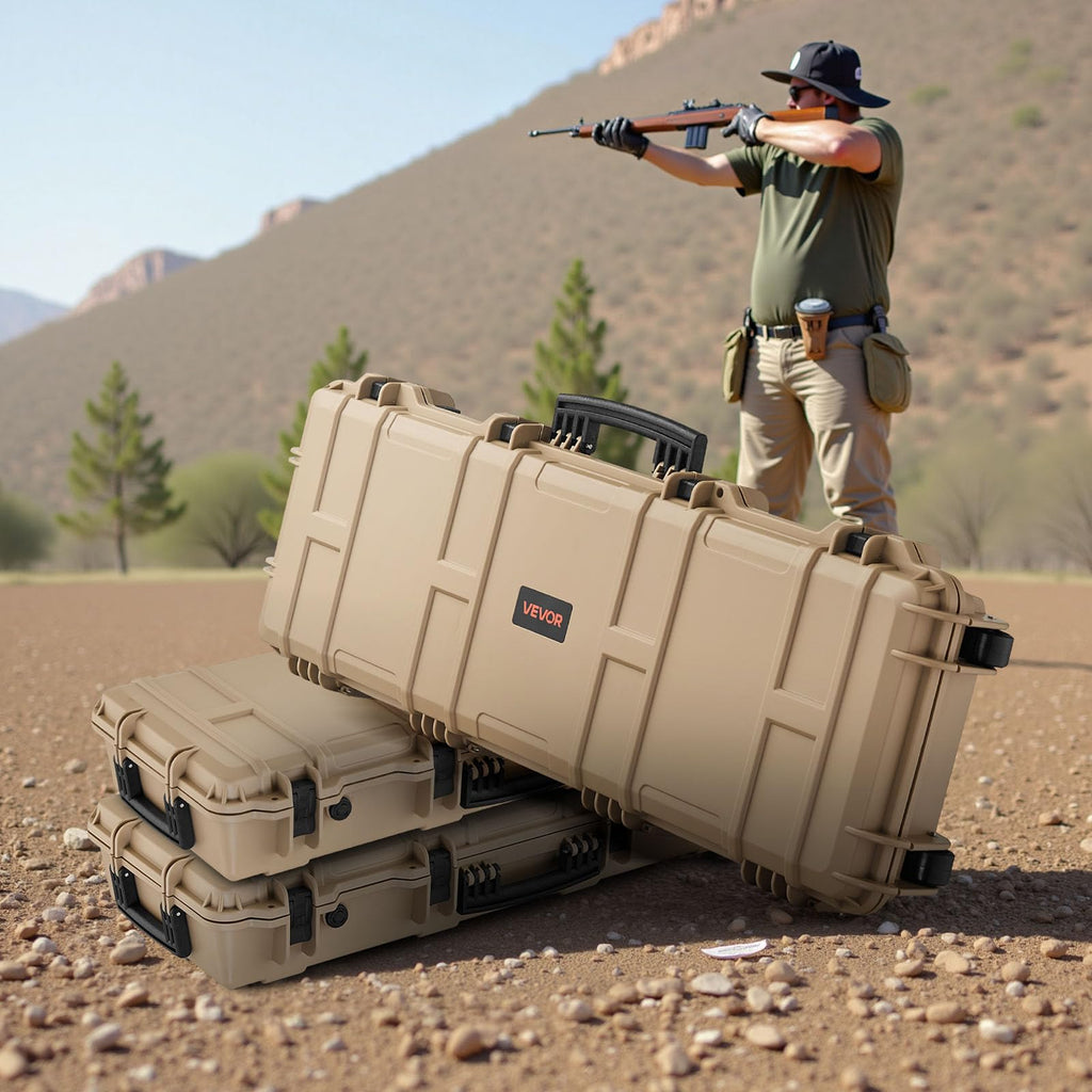 VEVOR Rifle Case, Rifle Hard Case with 4 Layers Fully-protective Foams, Lockable Hard Gun Case with Wheels, IP67 Waterproof & Crushproof, for Rifles or Shotguns