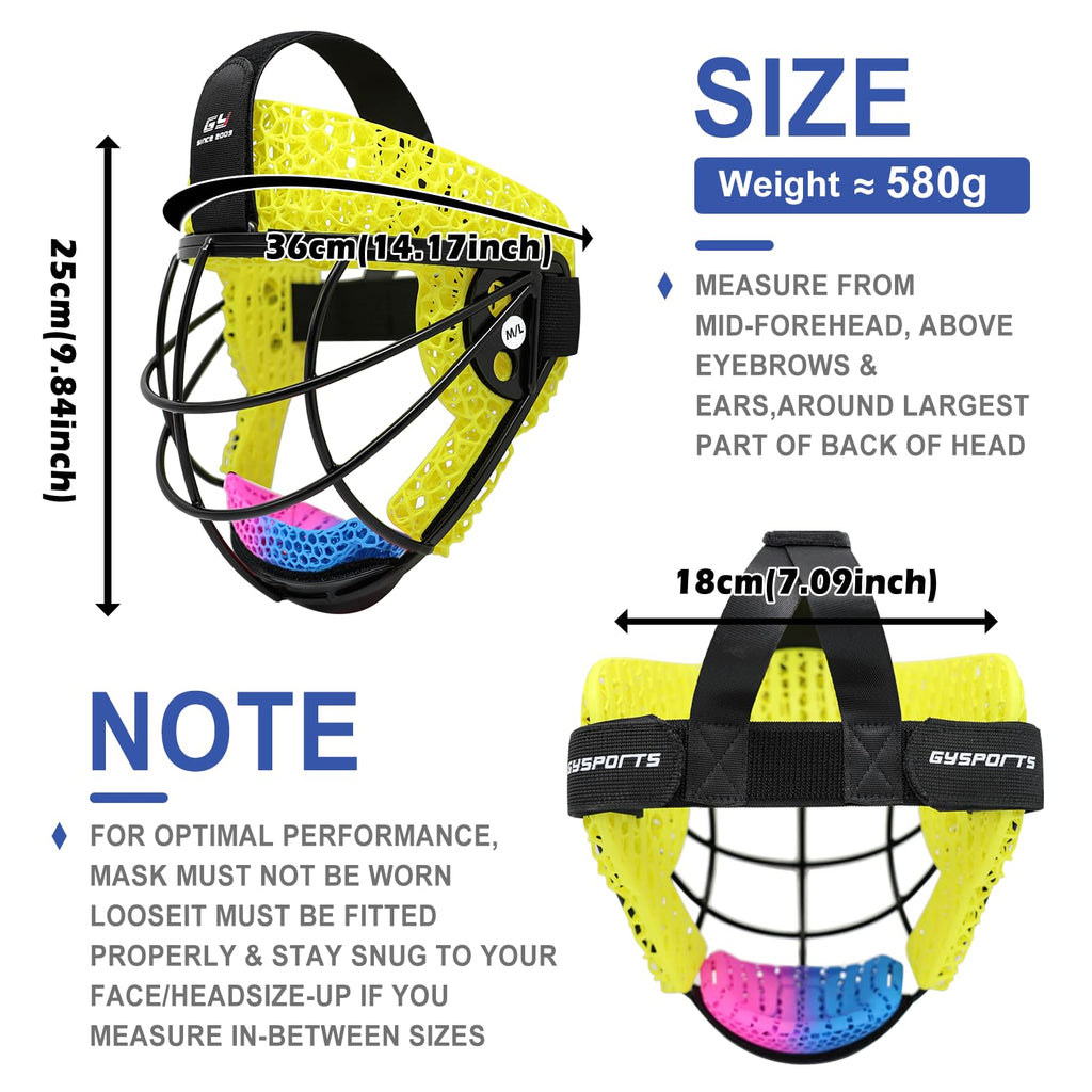 GY Field Hockey Face Mask Men/Women/Youth with 4.5mm 304 Stainless Steel | Ortholite Foam Lining | Protective Rear Shell for Goalkeepers/Penalty Corner Defenders
