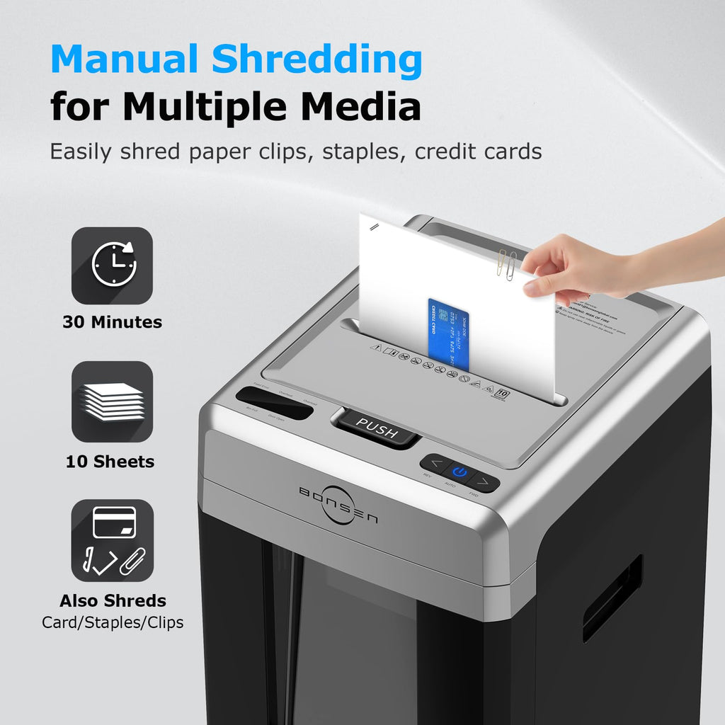 BONSEN 300-Sheet Auto Feed Micro Cut Heavy Duty Paper Shredder for Office