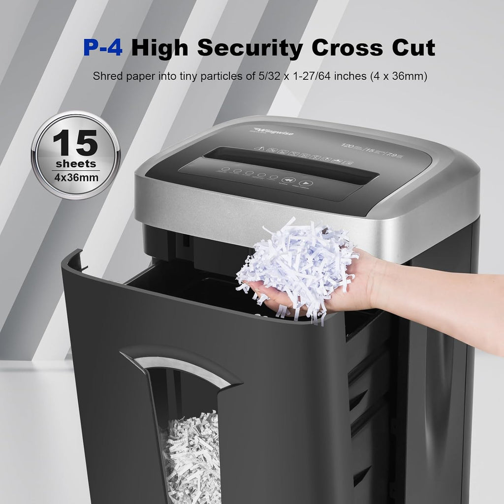 Wingwise 15 Sheets Paper Shredder Heavy Duty for Home Office