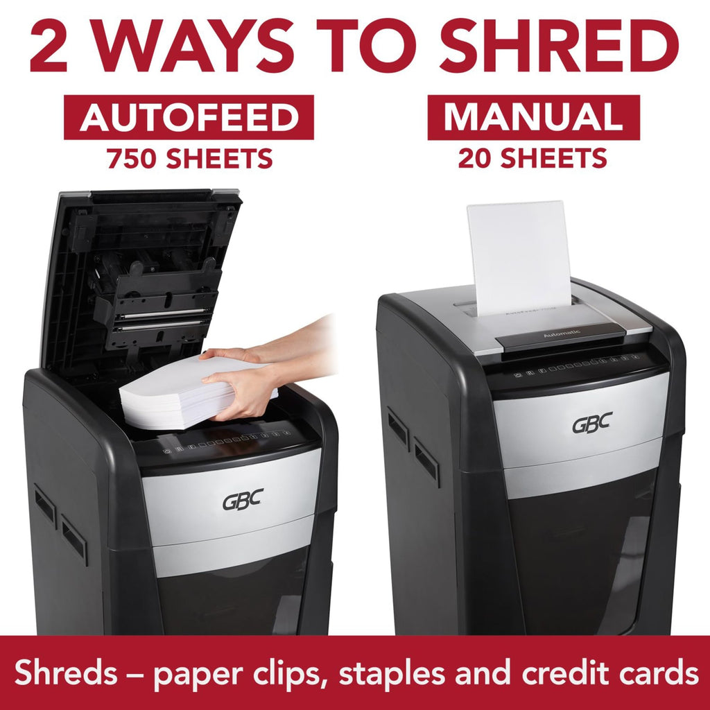 GBC Paper Shredder, Auto Feed+, 300 Sheet Capacity, Super Cross-Cut, Office Shredder, 300X (WSM1757608)