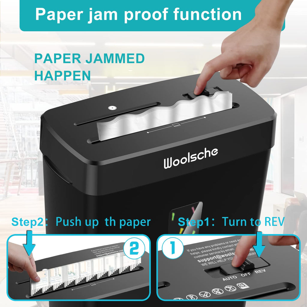 Woolsche Paper Shredder, 18-Sheet Cross Cut with 5.28-Gallon Pull Out Bin, P-4 Security Level, Shred Paper and Credit Card and CD, Durable&Fast with Auto Jam Proof System Shredder for Office