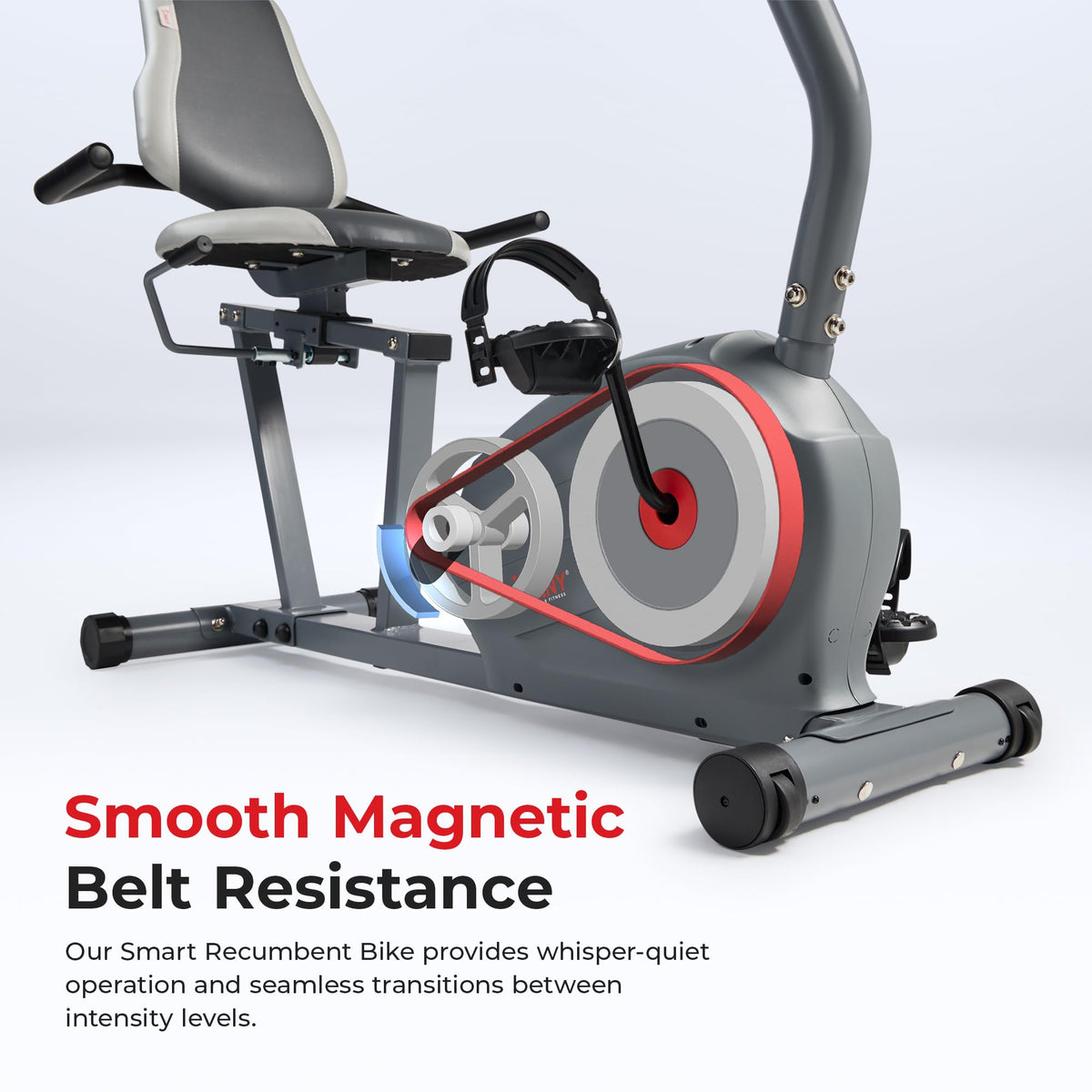 Sunny Health & Fitness Smart Magnetic Recumbent Bike for Home Cardio
