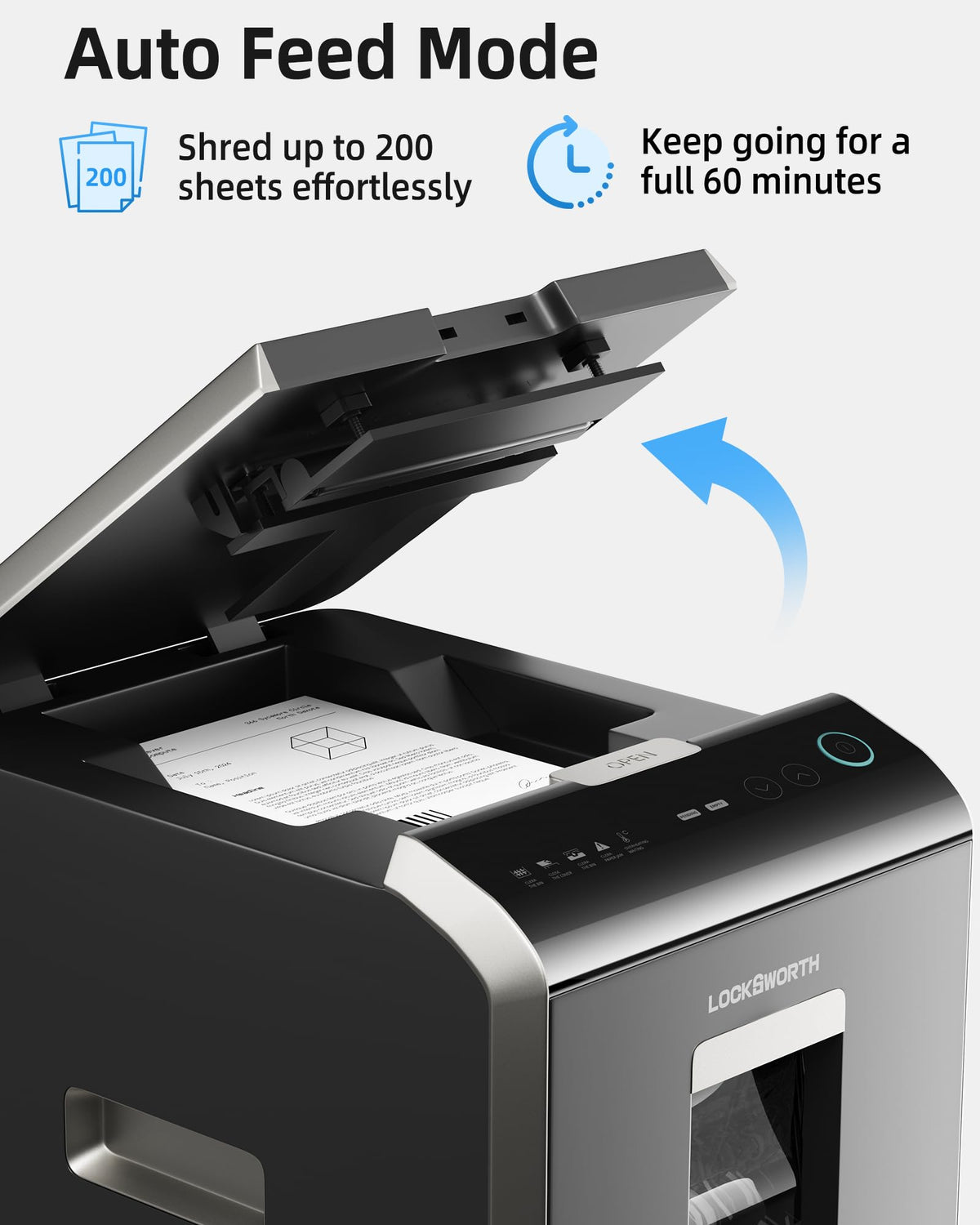 Locksworth 110-Sheet Micro Cut Shredder for Home Office, 6.9 Gallons Bin P-4 High Security Paper Shredder for Credit Card, Staple, Clip, Heavy Duty Commercial Shredders with Casters