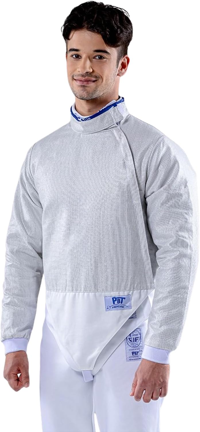 Menâs Electric Sabre Jacket White INOX Washable Conductive Fencing LamÃ© for Competition and Training