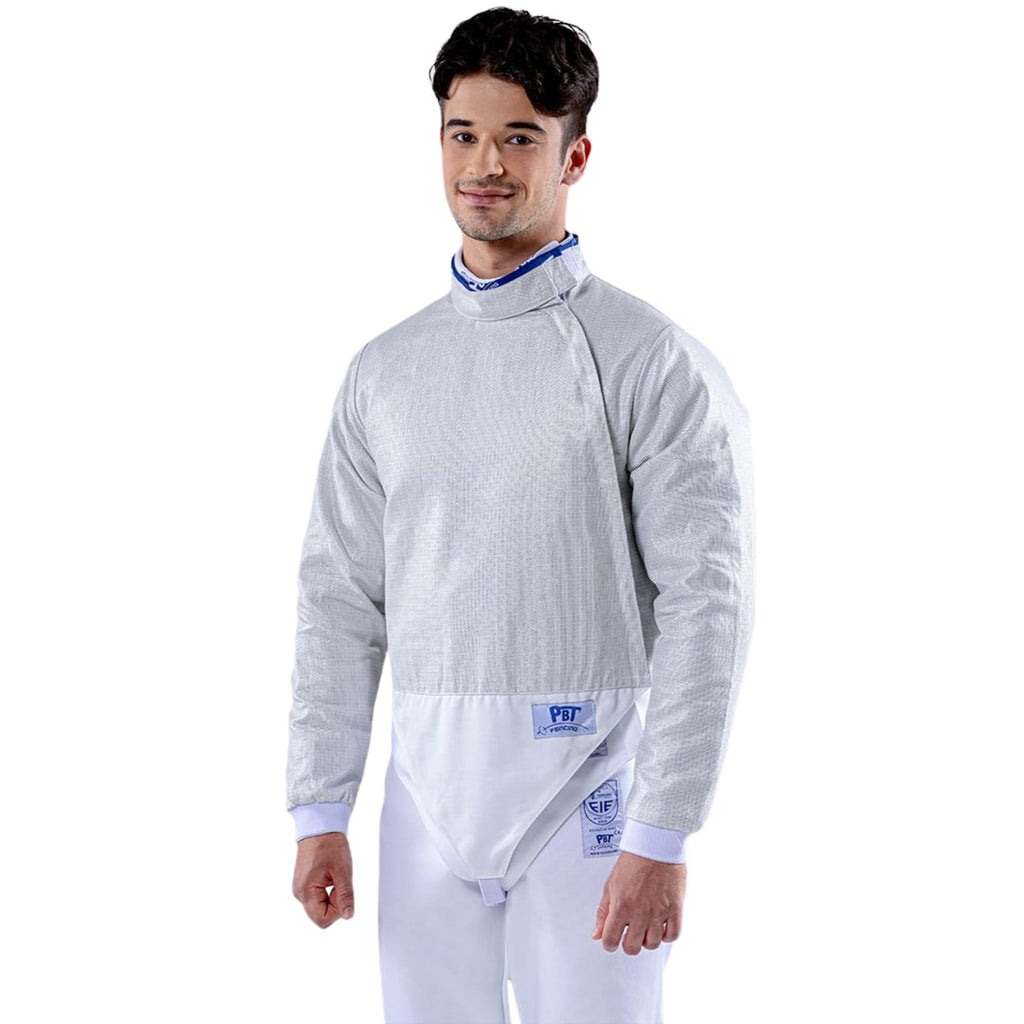 Menâs Electric Sabre Jacket White INOX Washable Conductive Fencing LamÃ© for Competition and Training