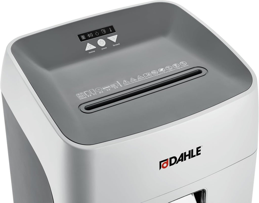 Dahle 52214 Paper Shredder, Cross Cut, P-4 | O-3 Security, German Engineered, Jam Protection, Oil Free, SmartPower, Shreds CDs, 20 Sheet Max, 11 Gal Bin