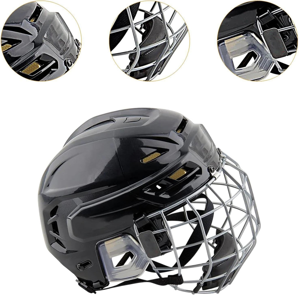 Ice Hockey Helmet with Cage Breathable Headgear Sturdy Ice Skate Helmet