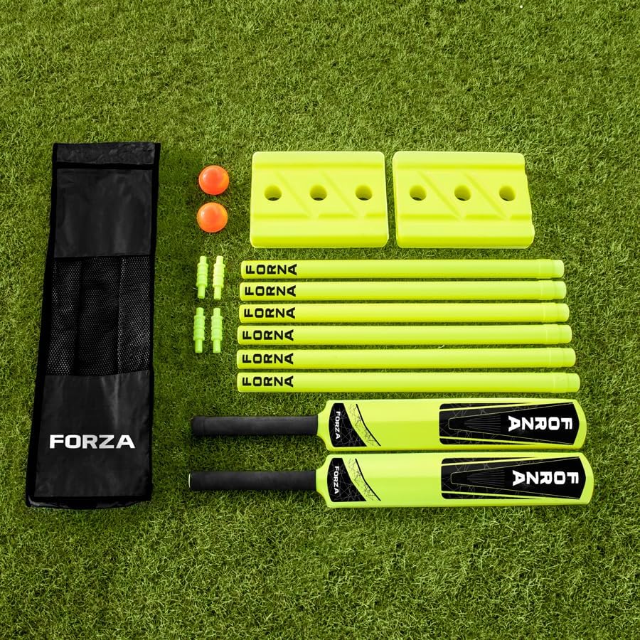 FORZA Plastic Backyard Cricket Set â Portable Lightweight Set with Bats, Stumps & Balls Athletes