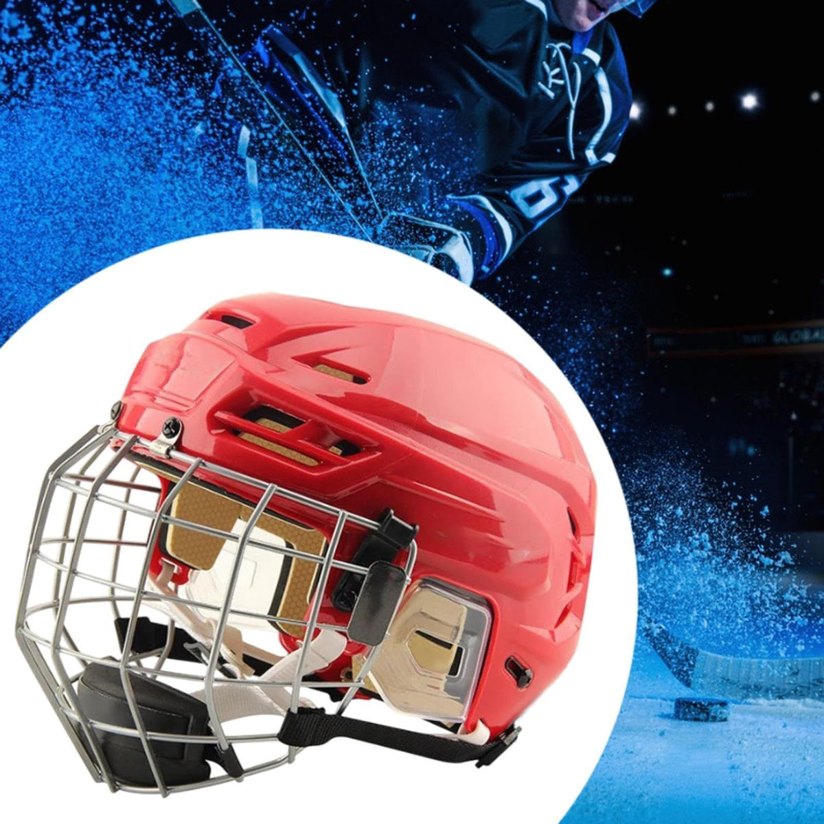 Generic Hockey Helmet with Facemask, Sturdy Professional Exercise Practice Headgear, Match Ice Speed Skate Helmet