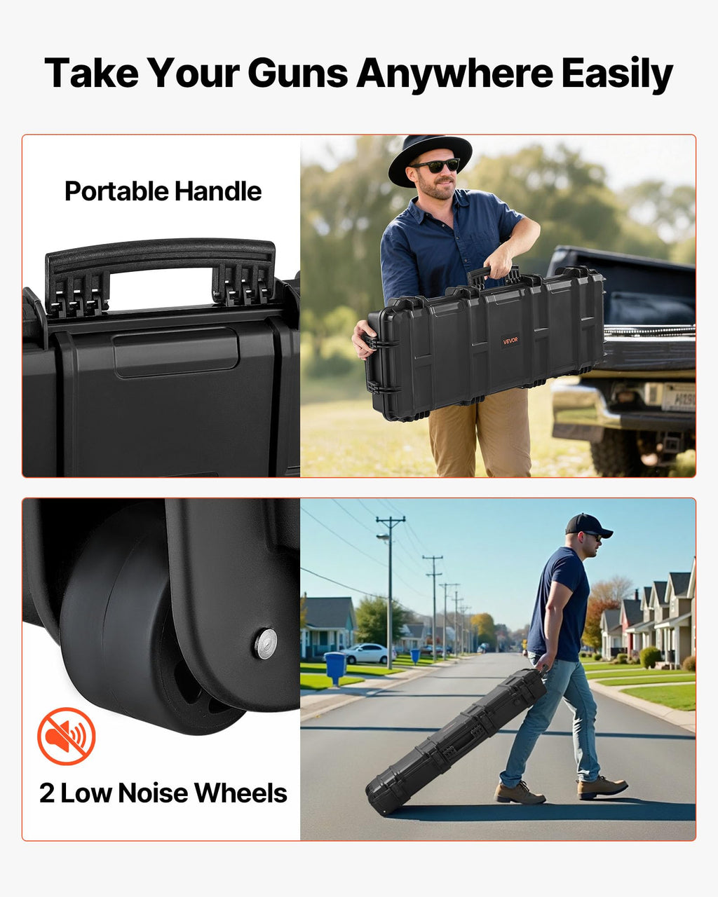 VEVOR Rifle Case, Rifle Hard Case with 4 Layers Fully-protective Foams, Lockable Hard Gun Case with Wheels, IP67 Waterproof & Crushproof, for Rifles or Shotguns
