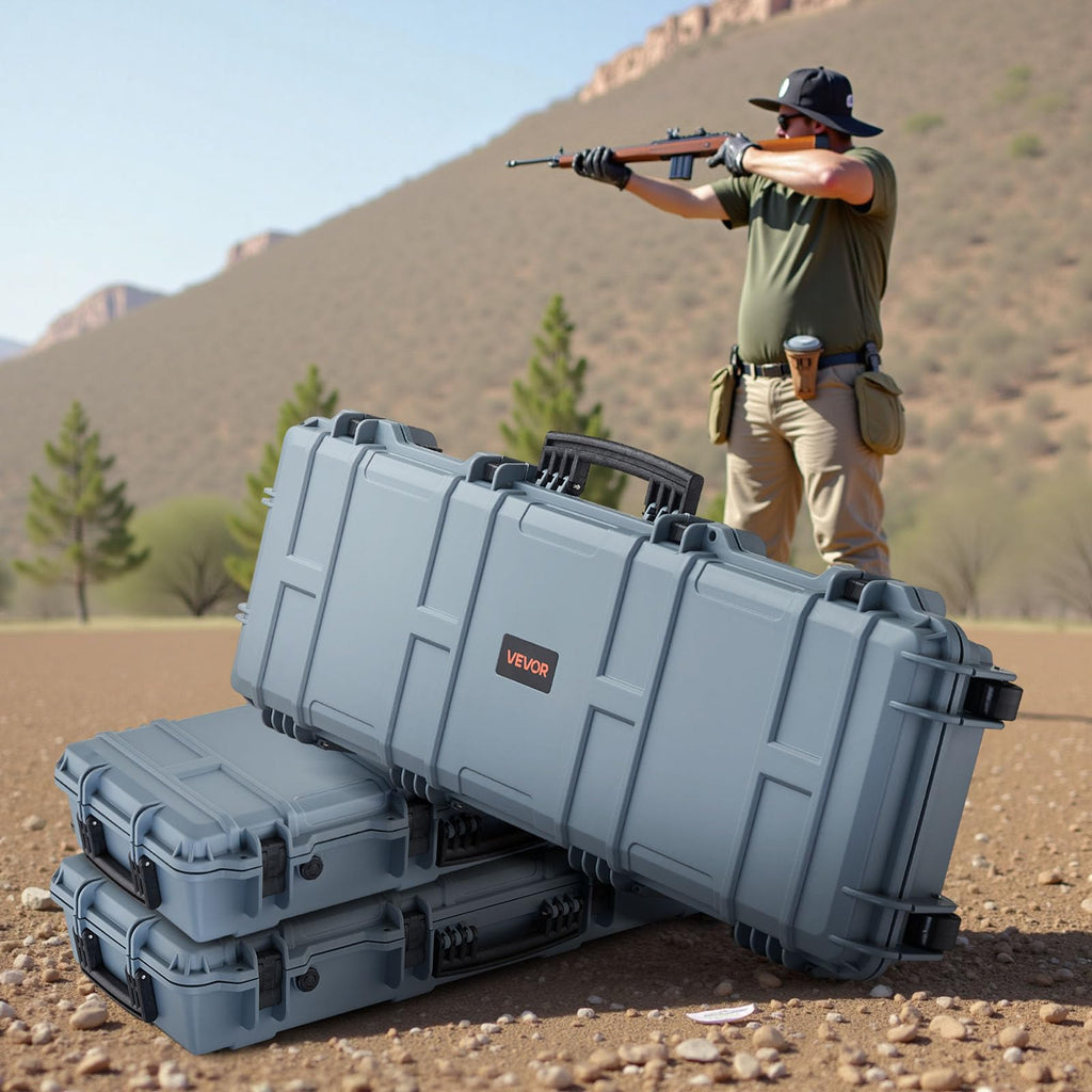 VEVOR Rifle Case, Rifle Hard Case with 4 Layers Fully-protective Foams, Lockable Hard Gun Case with Wheels, IP67 Waterproof & Crushproof, for Rifles or Shotguns