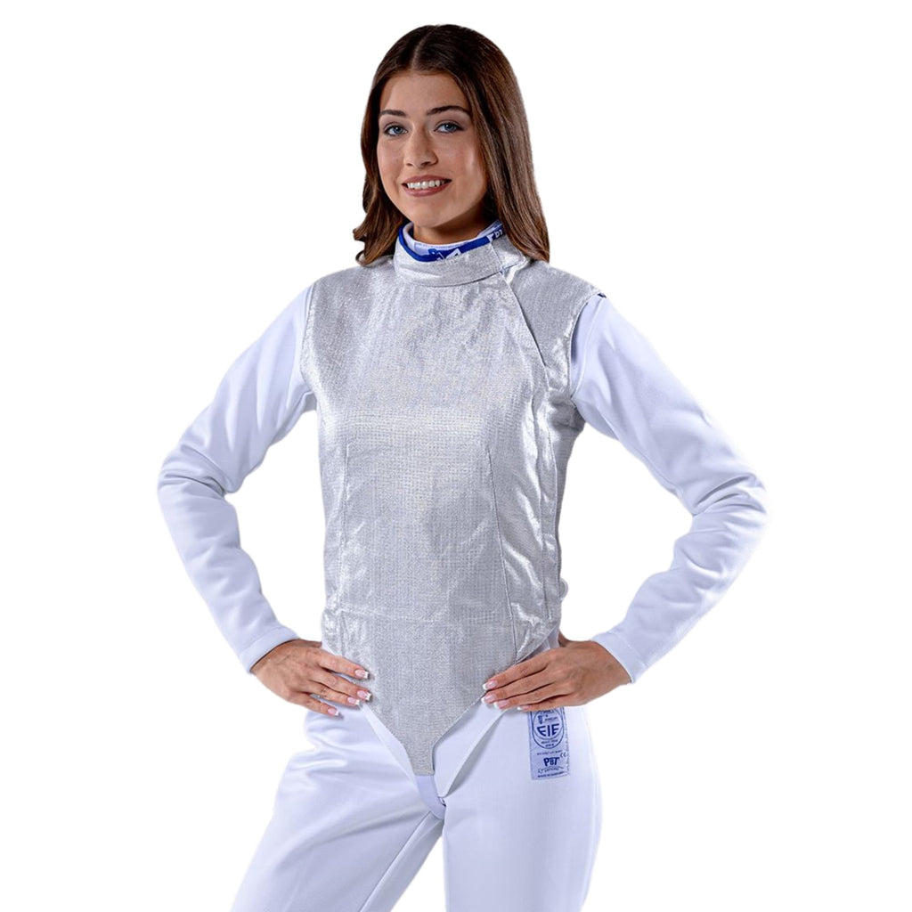 Womenâs Electric Foil Jacket White INOX Washable Conductive Fencing LamÃ© for Competition and Training