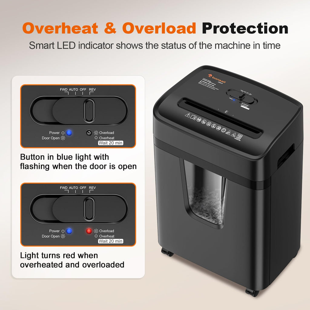 Bonsaii 120-Sheet Autofeed Micro-Cut 30-Min Run Heavy Duty Paper Shredder