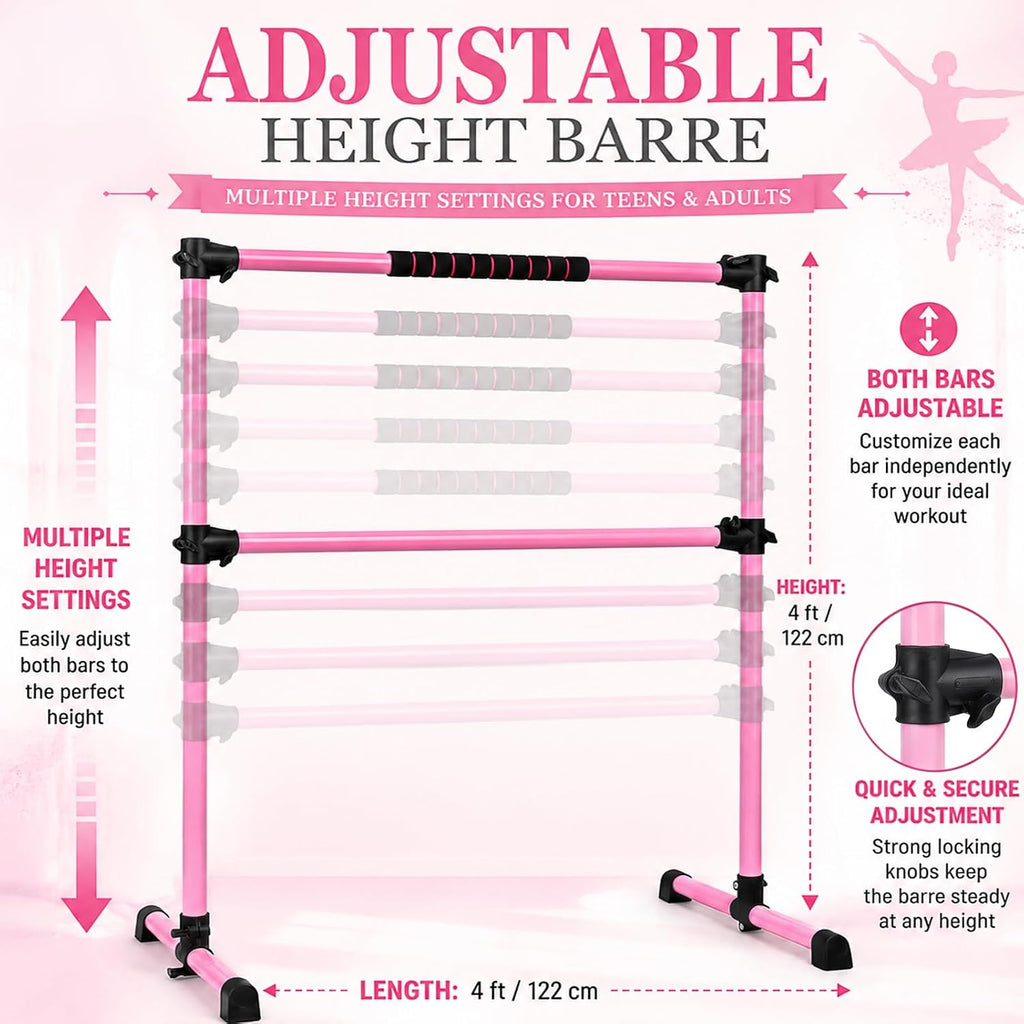 10pcs Ballet Barre Set, Height Adjustable Freestanding Dance Barre