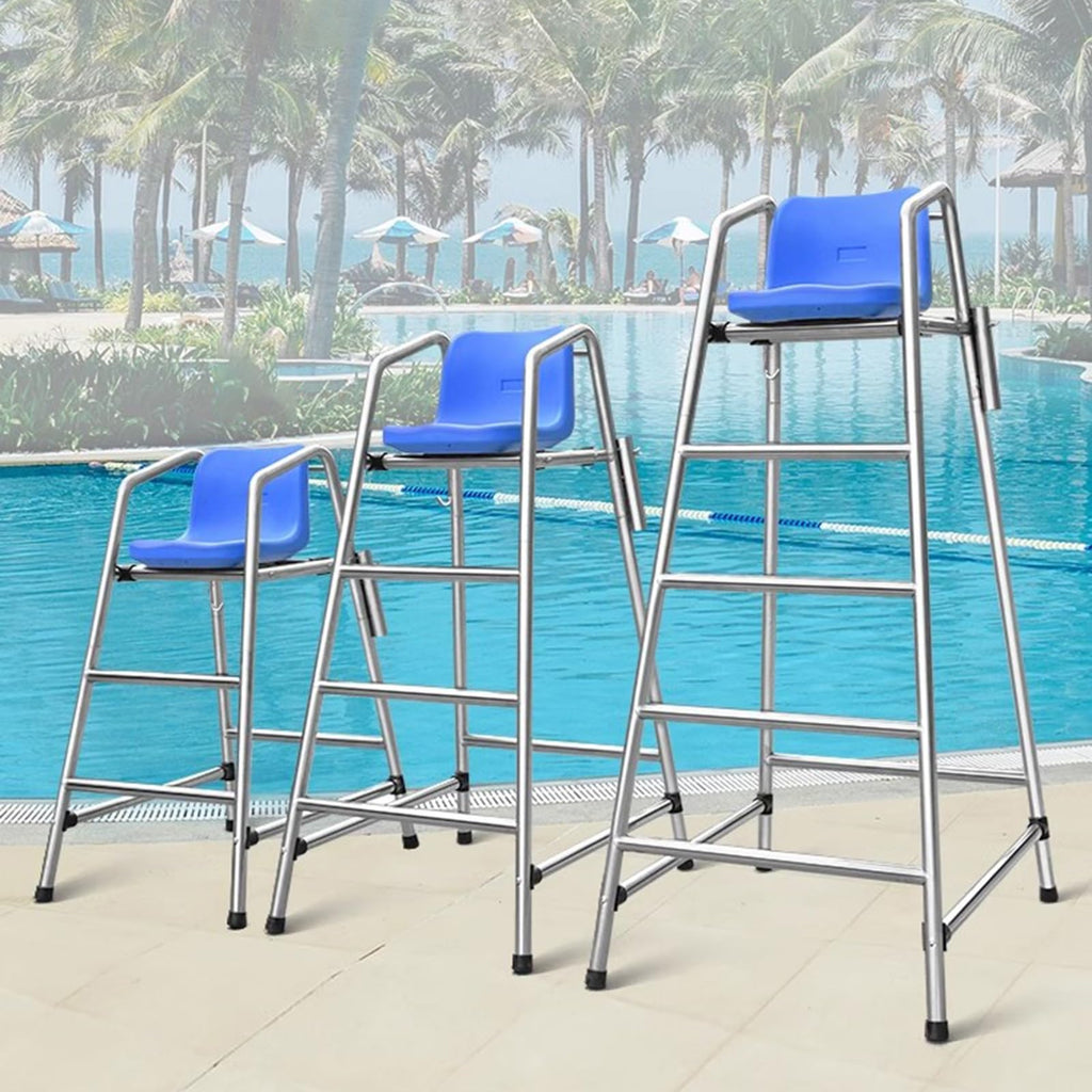 Tennis Volleyball Referee Chair Stand, 120 150 180 cm High Stainless Steel Lifeguard Chair for Pools Patio Lake Beach, Outdoor Extra Tall Life Guard Deck Chairs/Bar Stool w/Comfortable Seat(180cm/71in