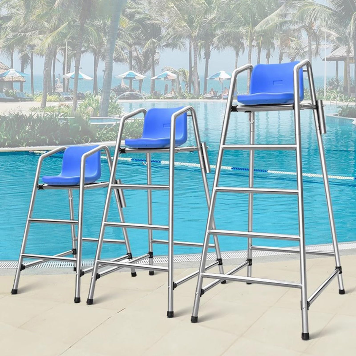 Tennis Volleyball Referee Chair Stand, 120 150 180 cm High Stainless Steel Lifeguard Chair for Pools Patio Lake Beach, Outdoor Extra Tall Life Guard Deck Chairs/Bar Stool w/Comfortable Seat(180cm/71in