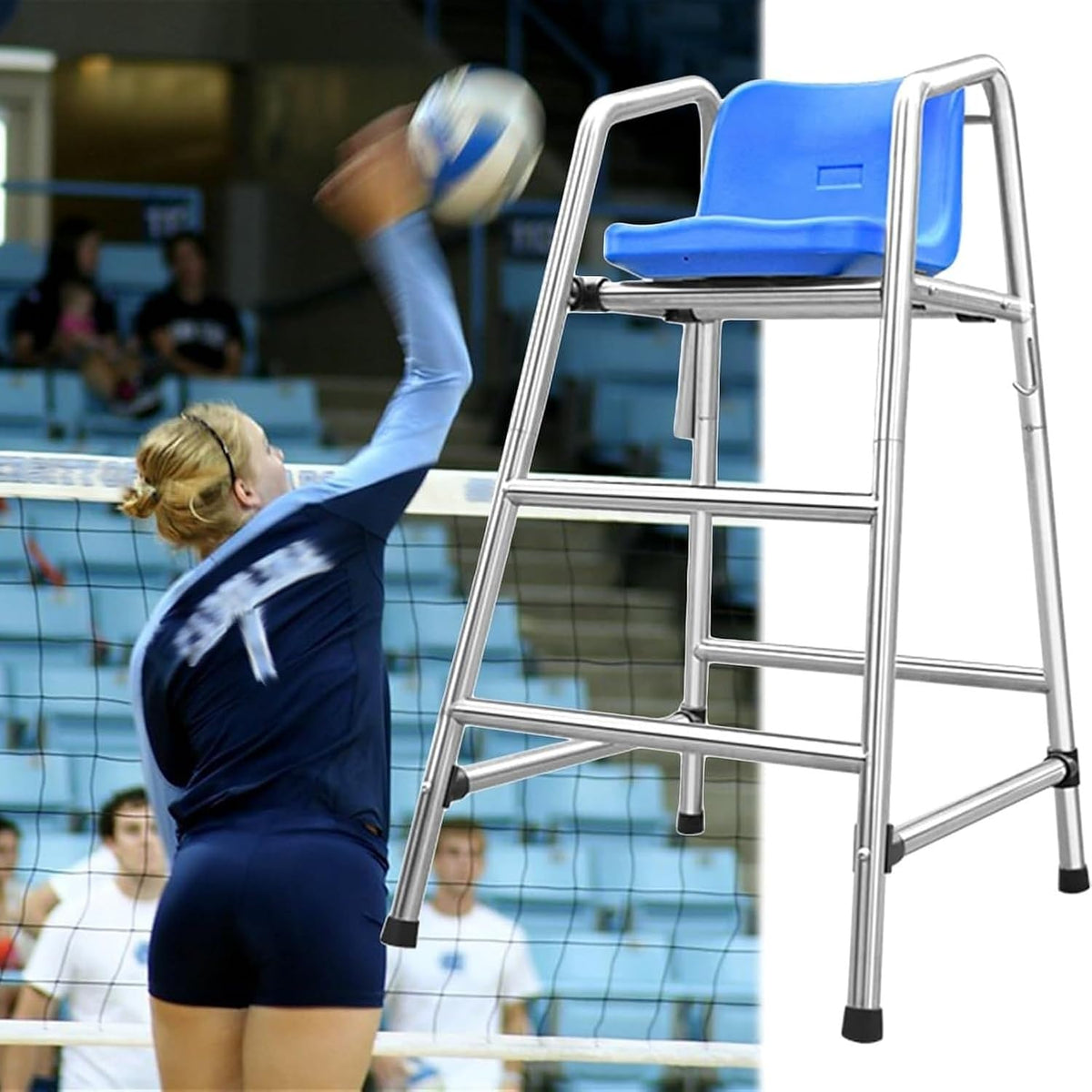 Outdoor Extra Tall Lifeguard Chair Stand for Beach Pool Patio Lake, 120 150 180 cm Adjustable Height Stainless Steel Frame Referee Seat for Tennis Volleyball Sw, Blue, 120cm/47.2in/3.9ft high