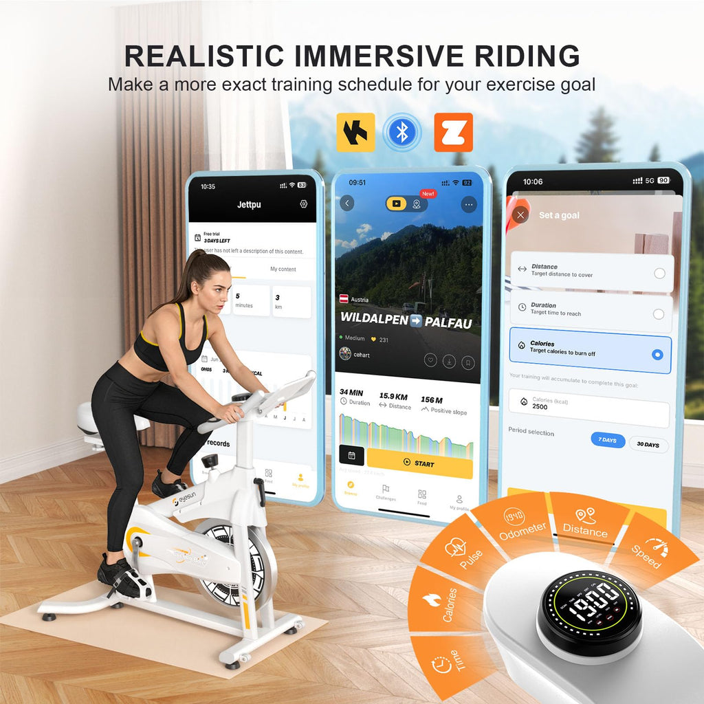 Exercise Bikes for Home,Spin Bike with Adjustable Magnetic,Brake Pad Resistance Silent Belt Drive,350lbs/300lbs Weight Capacity &Upgraded Version Seat for Home Cardio&Weight Loss(QM-530W)