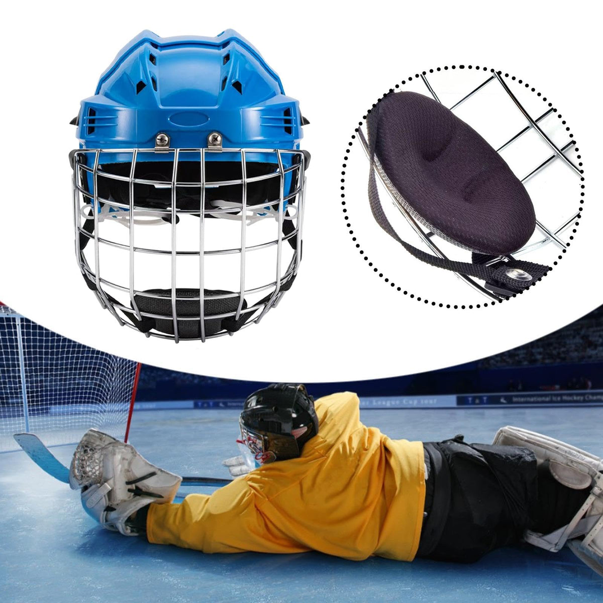 SM SunniMix Hockey Helmet Padded Sports Helmet Headgear Adjustable Ice Hockey Helmet Speed Skate Helmet Lightweight EVA Cushioning for