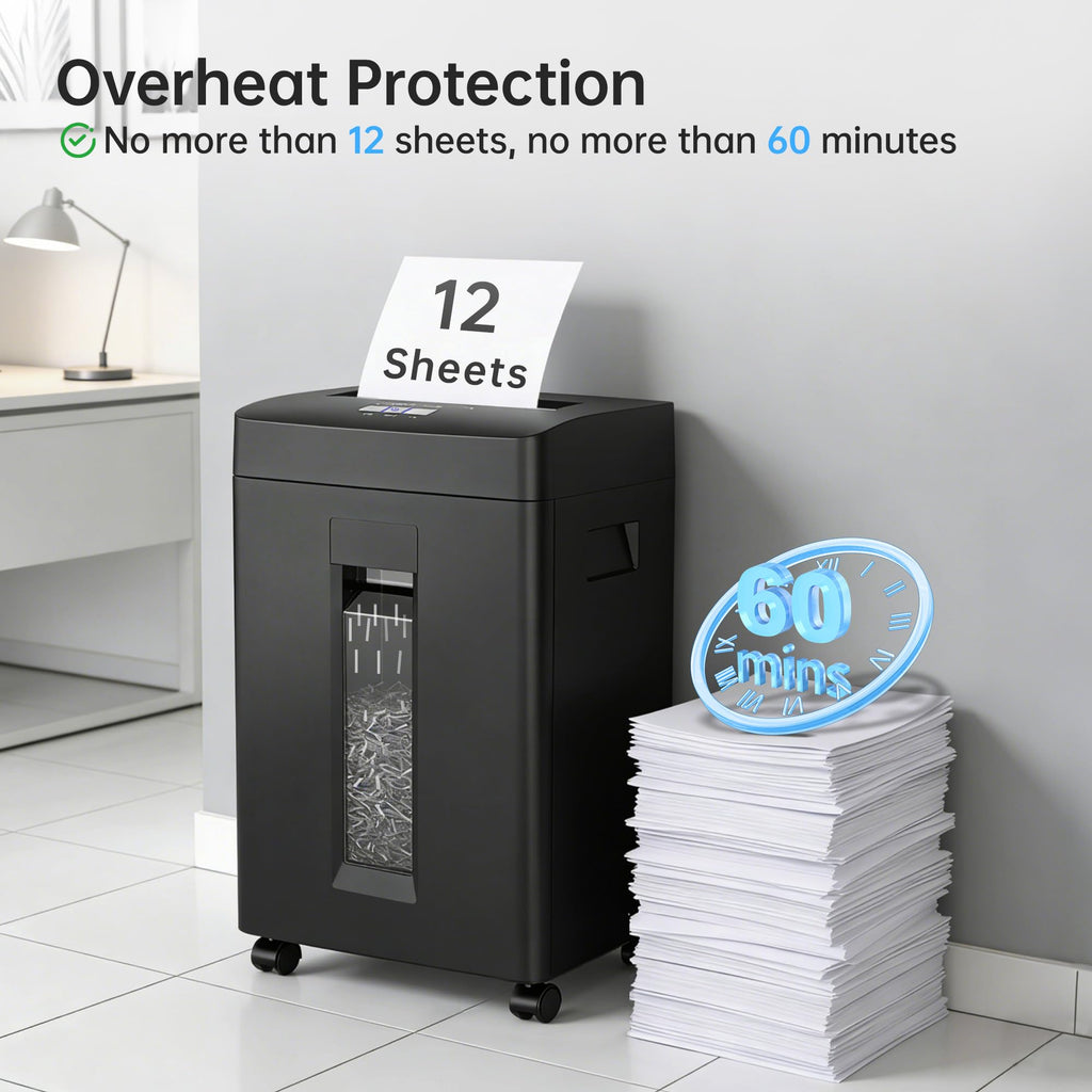 Locksworth 110-Sheet Micro Cut Shredder for Home Office, 6.9 Gallons Bin P-4 High Security Paper Shredder for Credit Card, Staple, Clip, Heavy Duty Commercial Shredders with Casters
