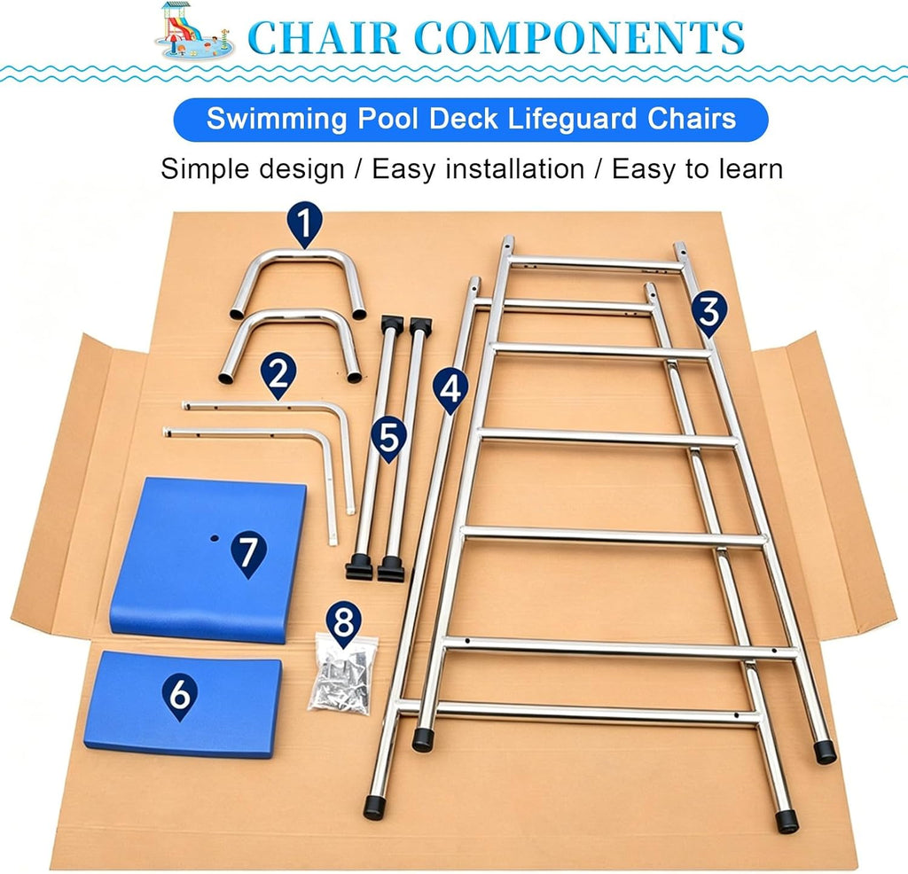 Safety Equipment Lifeguard Chairs for Large Swimming Pool, Lifeguards Watchtower for Beach Poolside Outdoor Indoor(51.2in/1.3m//4.3ft)