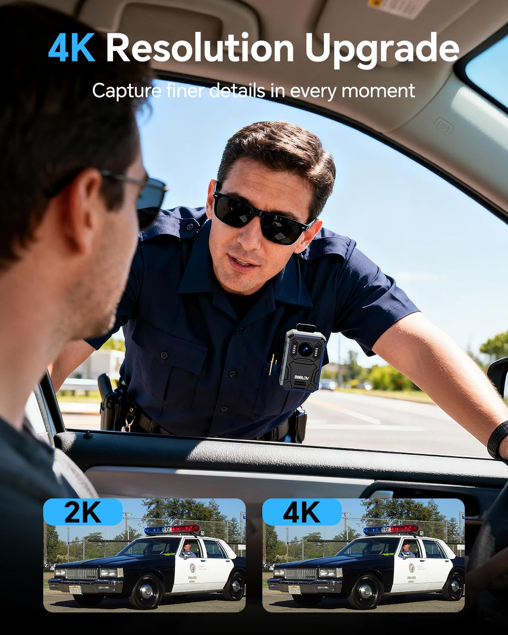 BOBLOV KJ23Pro 2K 128GB Body Worn Camera with Night Vision, 4000mAh Battery