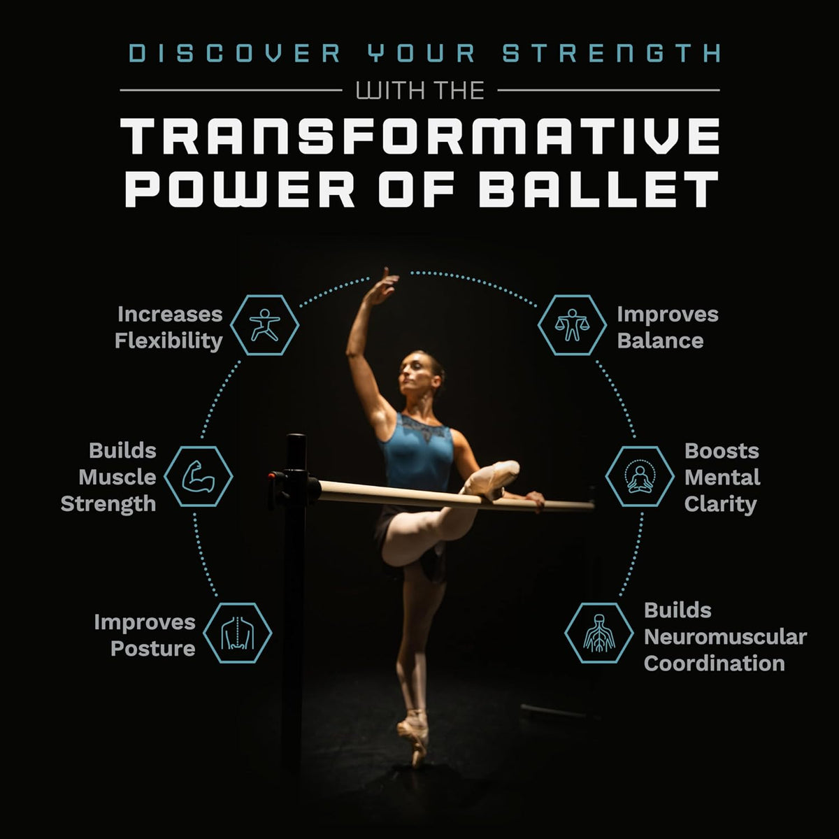 VITA Barre Portable Freestanding Double Ballet Barre, Professional | Adjustable Height, Made in USA, Home or Gym Exercise Equipment for Kids & Adults | Dance, Fitness, Pilates