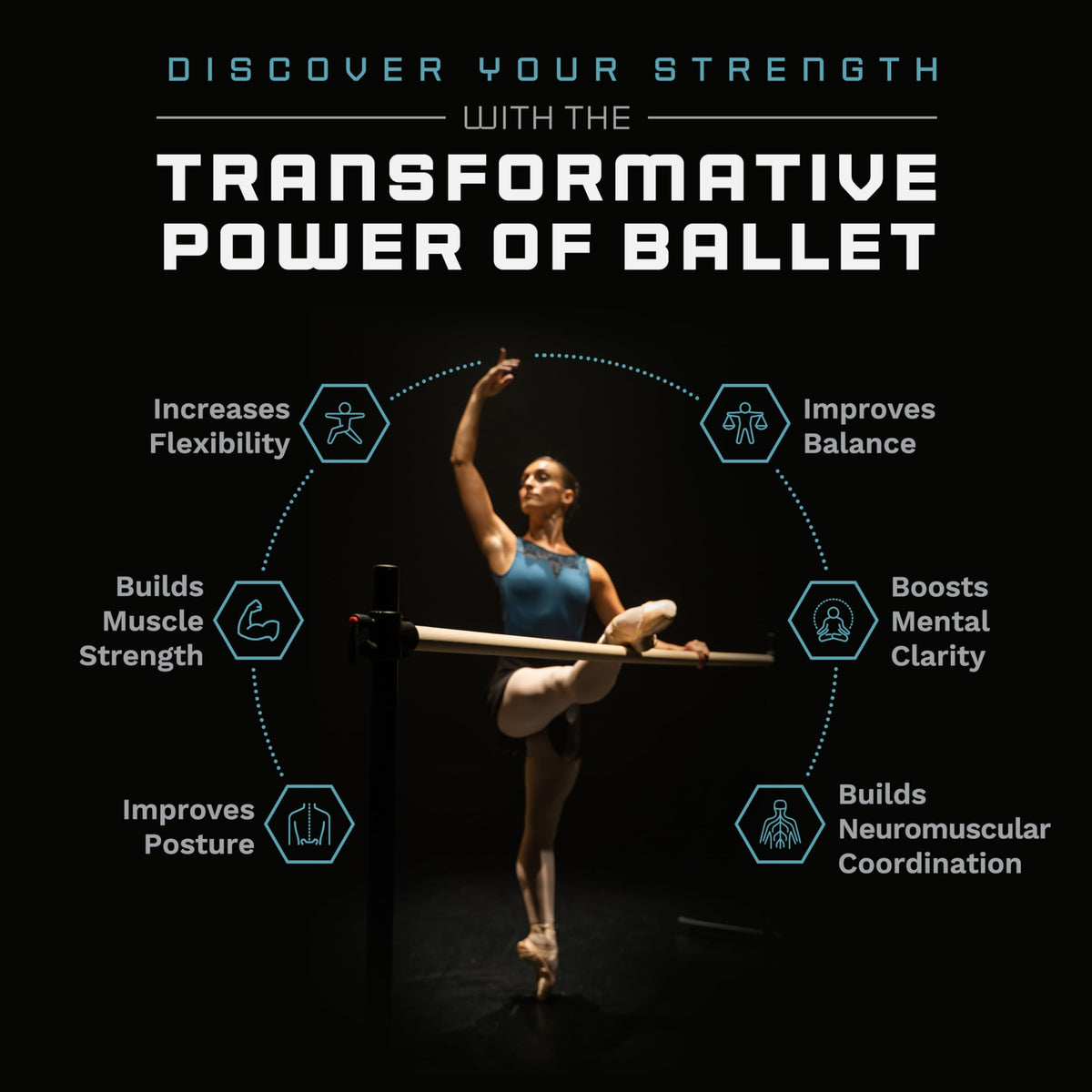 VITA Barre Portable Freestanding Double Ballet Barre, Professional | Adjustable Height, Made in USA, Home or Gym Exercise Equipment for Kids & Adults | Dance, Fitness, Pilates