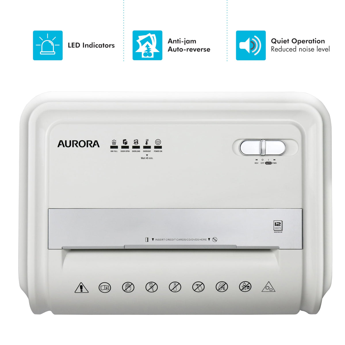 Aurora AU120MA 120-Sheet Auto Feed High Security Micro-Cut Paper Shredder / 30 Minutes (Black)